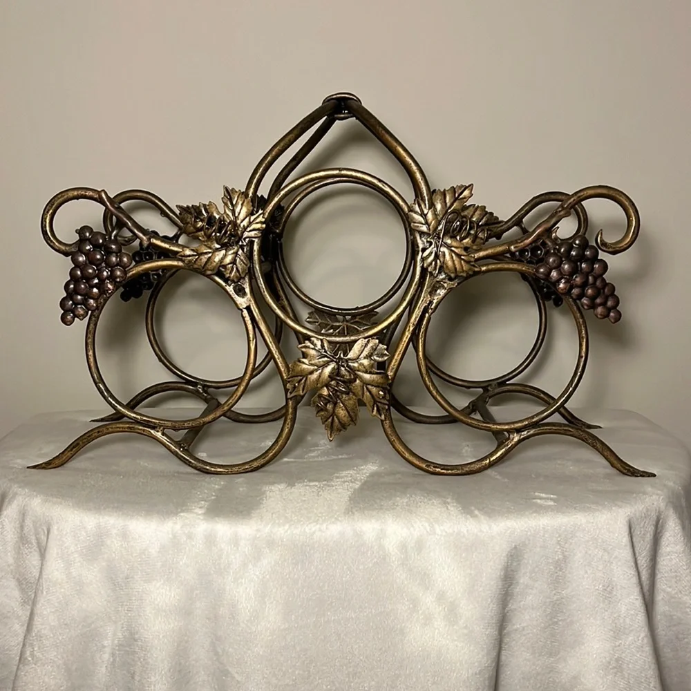 Wine Rack Gold Forged Iron from Atlanta Merchandise Mart Heavy Approx lbs NEW